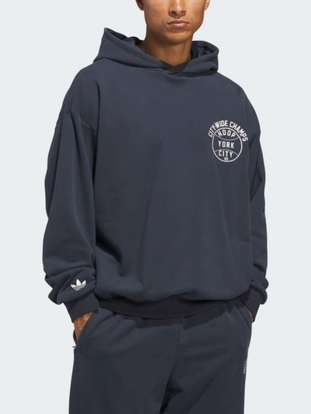 NWT adidas Hoop York City Basketball Hoodie Sweatshirt Men 2XL Aurora Ink